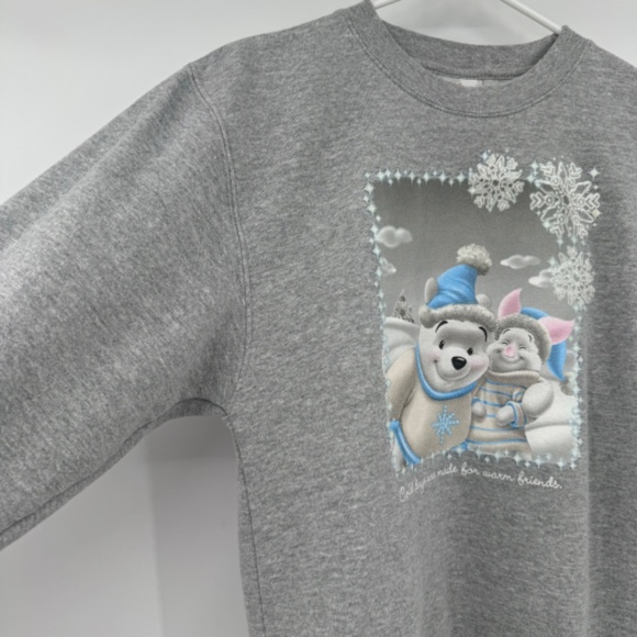 Winnie The Pooh Sweatshirt Women Small Gray Snow Winter Disney Store Piglet - Picture 4 of 11